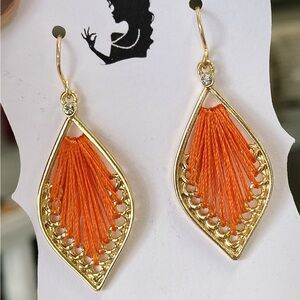 Elegant Gold and Orange Earrings